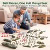3 otters 360PCS Army Men Military Set, Army Men Toy Soldiers Plastic Military Figures Aircraft Carrier Warships Submarines and Other Accessories for Kids, for Toddler Kids Boys Ages 3+ view 2