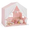 Costzon Large Kids Tent with Mat, Children's Play Tent w/Flag Banner, Windows, Gauze Curtain, Solid Wood Frame, Indoor Outdoor Kids Playhouse for Boys & Girls Age 3 + (Pink) view 1