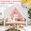 Costzon Large Kids Tent with Mat, Children's Play Tent w/Flag Banner, Windows, Gauze Curtain, Solid Wood Frame, Indoor Outdoor Kids Playhouse for Boys & Girls Age 3 + (Pink) view 2