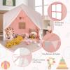 Costzon Large Kids Tent with Mat, Children's Play Tent w/Flag Banner, Windows, Gauze Curtain, Solid Wood Frame, Indoor Outdoor Kids Playhouse for Boys & Girls Age 3 + (Pink) view 3