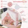 Costzon Large Kids Tent with Mat, Children's Play Tent w/Flag Banner, Windows, Gauze Curtain, Solid Wood Frame, Indoor Outdoor Kids Playhouse for Boys & Girls Age 3 + (Pink) view 4