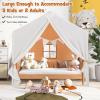 Costzon Large Kids Tent with Mat, Children's Play Tent w/Flag Banner, Windows, Gauze Curtain, Solid Wood Frame, Indoor Outdoor Kids Playhouse for Boys & Girls Age 3 + (Orange) view 2