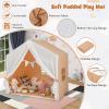 Costzon Large Kids Tent with Mat, Children's Play Tent w/Flag Banner, Windows, Gauze Curtain, Solid Wood Frame, Indoor Outdoor Kids Playhouse for Boys & Girls Age 3 + (Orange) view 4