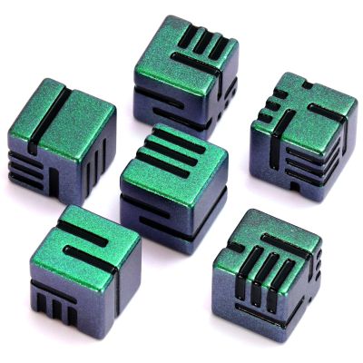 FONVGOGO D6 Dice Set 6 Pcs 16mm, Cool Fancy 6 Sided Die Great Metal D6 for DND RPG Dungeons and Dragons (D6 Green Black)