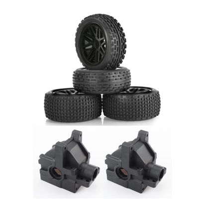 2 Set RC Car Part: 1 Set 86Mm Tires Wheel Tyre & 1 Set Differential Gearbox Housing Diff Cover 104001-1863 Modification Accessories
