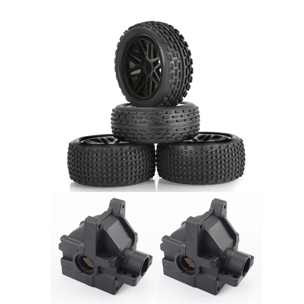 2 Set RC Car Part: 1 Set 86Mm Tires Wheel Tyre & 1 Set Differential Gearbox Housing Diff Cover 104001-1863 Modification Accessories