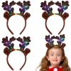 3 otters 3PCS Light Up Reindeer Headbands, Christmas Reindeer Hairband with Glitter Sequins LED Antler Hair Hoops for Kids Women Christmas Party Costume view 1