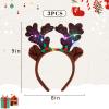 3 otters 3PCS Light Up Reindeer Headbands, Christmas Reindeer Hairband with Glitter Sequins LED Antler Hair Hoops for Kids Women Christmas Party Costume view 2