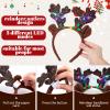 3 otters 3PCS Light Up Reindeer Headbands, Christmas Reindeer Hairband with Glitter Sequins LED Antler Hair Hoops for Kids Women Christmas Party Costume view 3