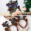 3 otters 3PCS Light Up Reindeer Headbands, Christmas Reindeer Hairband with Glitter Sequins LED Antler Hair Hoops for Kids Women Christmas Party Costume view 4
