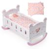 ROBOTIME Wooden Baby Doll Crib, Doll Cradle Bed for 18-24 Inch Dolls, Baby Doll Crib Set with Blanket and Pillow, Toy Doll Bed for Girls Ages 3+ view 1