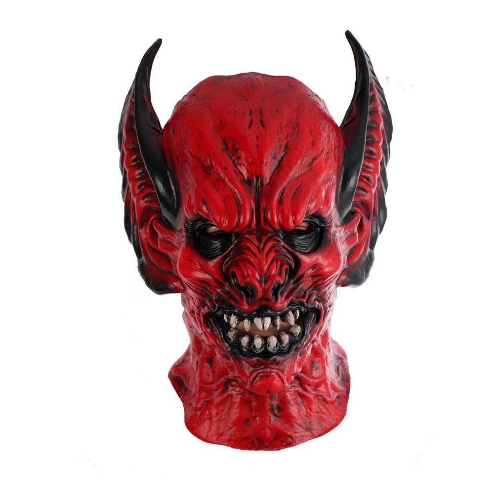 Xerial Creepy Red Demon Mask,Halloween Bat Monster Mask,Scary Vampire Cosplay Mask,2023 Realistic Horror Evil Satan Mask for Carnival Costume Party Masquerade