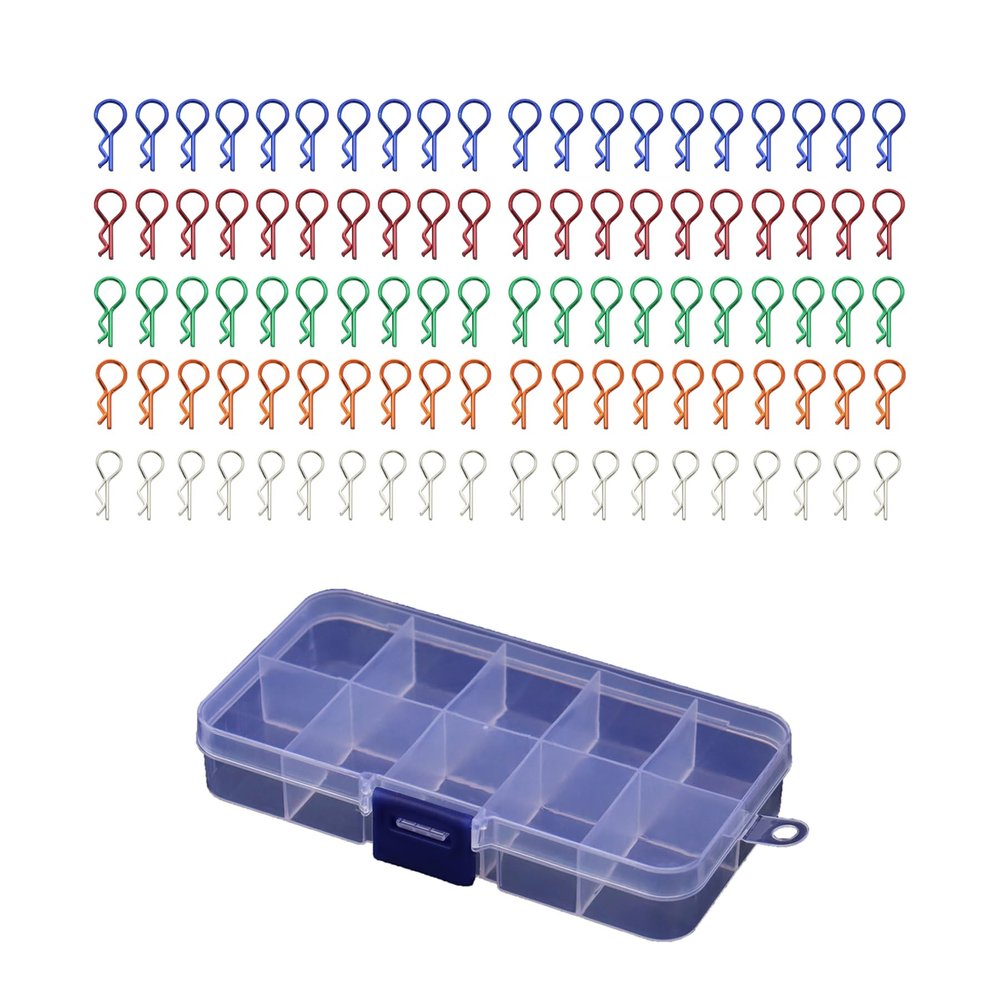 AMK 100Pcs 1/10 RC Body Clips SCX10 Pull Tabs 8.3mm Steel Crawler Shell R Pins for Axial Capra Wraith Ryft TRX6 HSP HPI Redcat Gen7 CC01 SMT Spare TRX4 Upgrades (10.5mm)