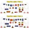 NUOBESTY 56Pcs Traffic Signs for Kids, Mini Road Signs and Traffic Light Toy Set, Educational Road Construction Toys for Train Table Accessories, Car Garage Playing, Learning view 3
