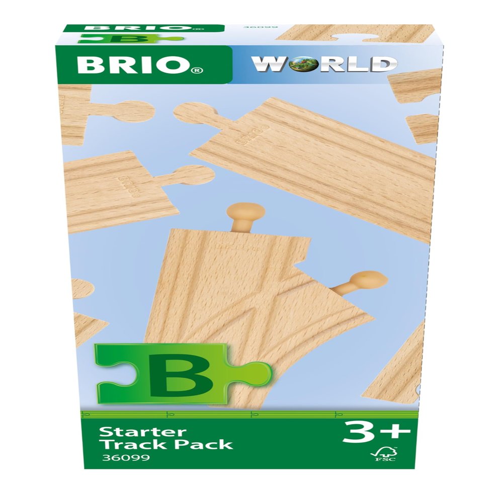 BRIO World 36099 Starter Track Pack | 12-Piece Wooden Train Track Set for Kids Aged 3 Years Up