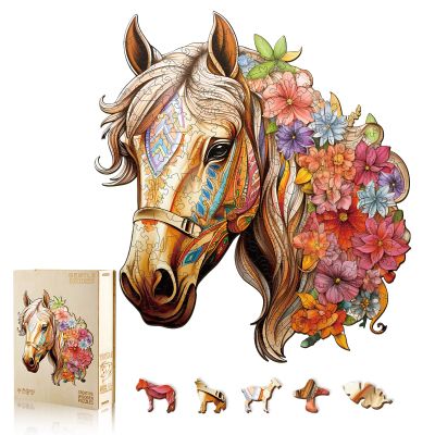Wooden Puzzle for Adults, Wooden Horse Puzzle, Wood Puzzles Adult, Birthday for Women Men, Family Puzzle Game (L-13.812.5in - 270pcs)