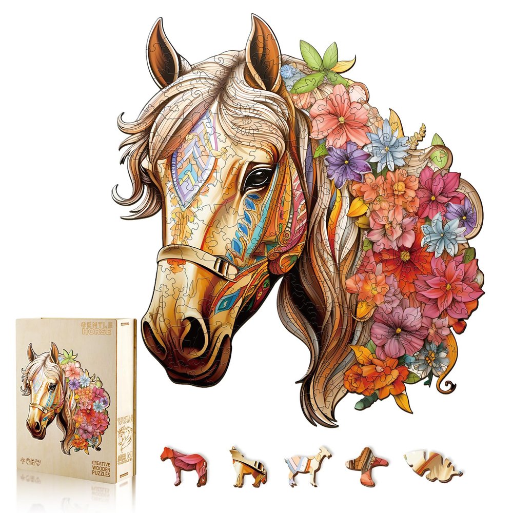Wooden Puzzle for Adults, Wooden Horse Puzzle, Wood Puzzles Adult, Birthday for Women Men, Family Puzzle Game (L-13.812.5in - 270pcs)