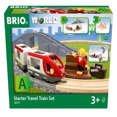BRIO World 36079 Starter Travel Train Set | 22-Piece Wooden Toy Train Set for Kids Aged 3 Years Up