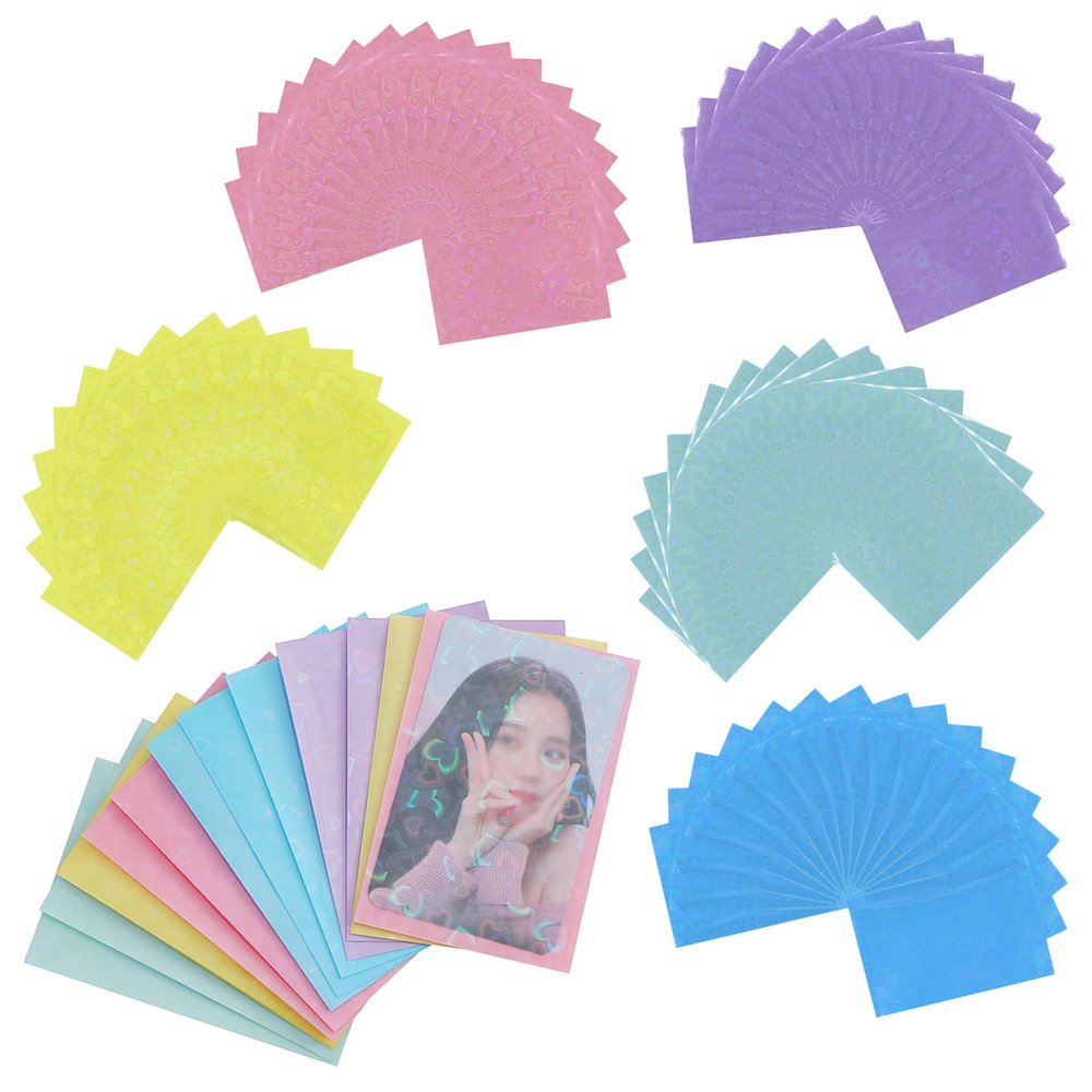 100 Glitters Kpop Photocard Sleeves Trading Card Shield Cover Board Game Card Film Transparent Protective Sleeves for Photo 61x91mm