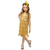 1920s Flapper Dress for Girls Gold Flapper Dresses 1920s Gatsby Sequin Fringe Dresses with Feather Headband Roaring 20s Flapper Costumes for Kids Latin Dance Dress Gold 4-6 Years view 1