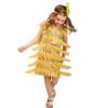 1920s Flapper Dress for Girls Gold Flapper Dresses 1920s Gatsby Sequin Fringe Dresses with Feather Headband Roaring 20s Flapper Costumes for Kids Latin Dance Dress Gold 4-6 Years view 2