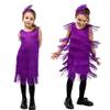 ABAFIP Girls 1920s Flapper Dress Fringe Tassel 20s Party Halloween Concert Festival Outfits Dark Purple 10-12 Years view 3