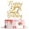 Gold Glitter Happy Birthday Cake Topper, Funny 27th Birthday Party Supplies view 1