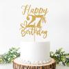 Gold Glitter Happy Birthday Cake Topper, Funny 27th Birthday Party Supplies view 2