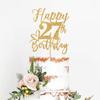 Gold Glitter Happy Birthday Cake Topper, Funny 27th Birthday Party Supplies view 3