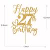Gold Glitter Happy Birthday Cake Topper, Funny 27th Birthday Party Supplies view 4