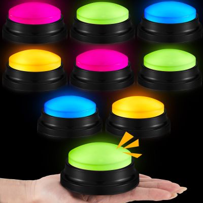 Honoson 8 Pack Recordable Answer Buzzers Button for Trivia Games Show Buzzers Recording Sound Buttons Gifts for Family Trivia Nights, Team Game Shows, Classroom Use, Multi-Color(Bright Color)
