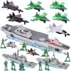 3 otters 27PCS Aircraft Carrier Toy Set, Army Men Military Set Battle Group Plastic Military Toy Aircraft Carrier Warplanes Battleship for Boys Kids Birthday Gift view 1