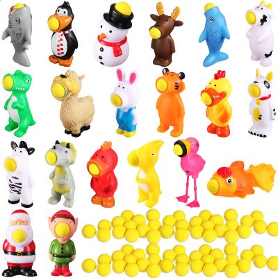 Zubebe 20 Pieces Christmas Toys Shooter Ball Foam Toy with Shoot Foam Balls Up to 20 Feet for Kids Outdoor Indoor Play Christmas Party Supplies (Multi Style)