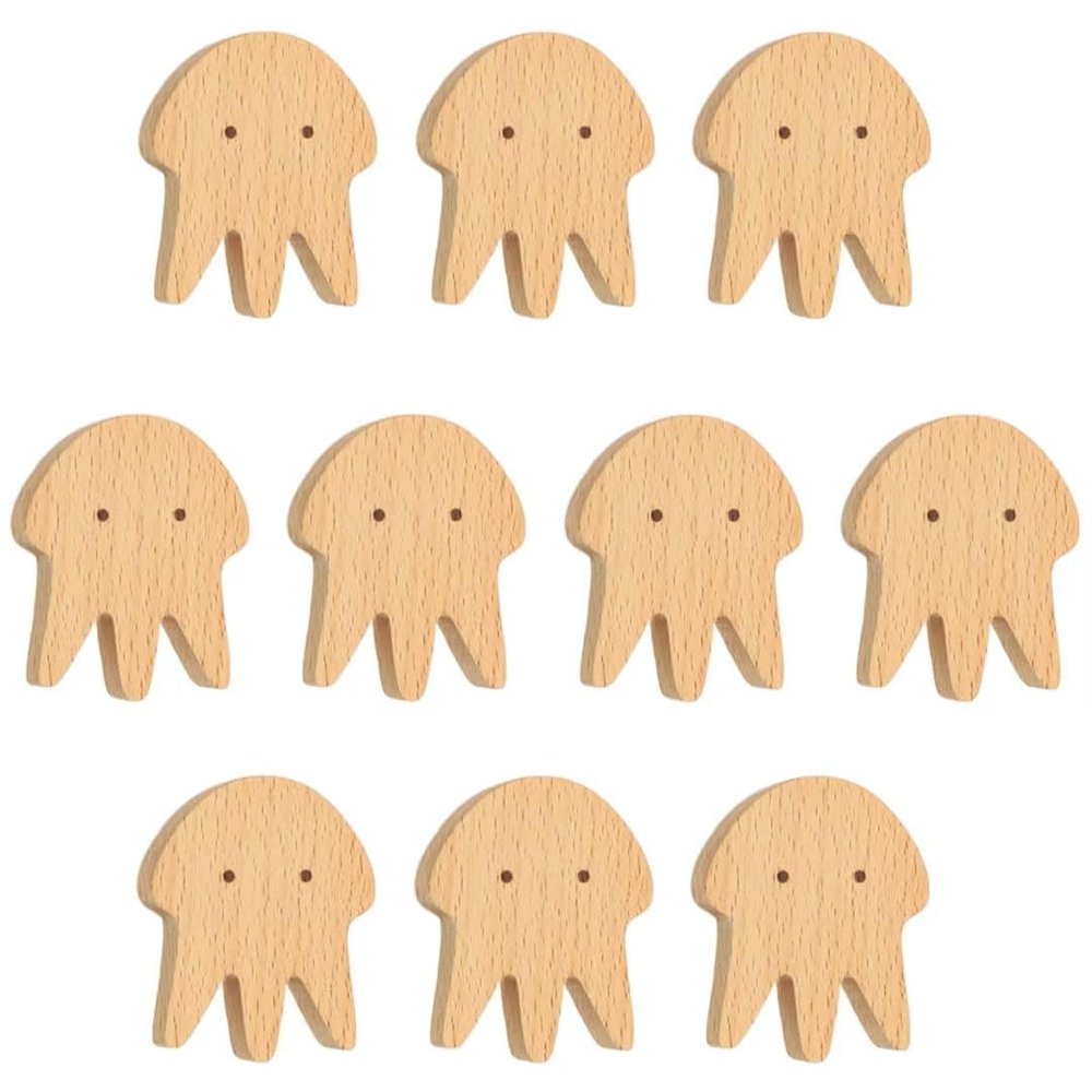 10 Packs Creative Wood Pull Wood Jellyfish Handle Cupboard Hardware Pulls Natural Wooden Pulls Handles Nursery Knobs for Furniture Home Decor Handle Wardrobe Cupboard Drawer Pulls
