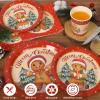 100 Pieces Gingerbread Christmas Decorations Set Serves 25 Christmas Party Disposable Tableware Gingerbread Man Paper Plates Napkins Cups for Xmas Gingerbread Theme Party Supplies view 3