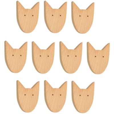 10 Packs Solid Wood Dog Head Cabinet Handles Wooden Drawer Handle Cabinets Pulls Dresser Knobs Wooden Animals Furniture Knobs Nursery Drawer Knobs Closet Bathroom Handles Wooden Wall Hook