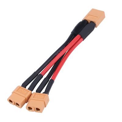 XT60 Parallel Cable, Battery Connector, 4AWG Cable Extension Y Splitter, XT60 Female Male Cable for RC li po 1 Female to 2 Male(1)
