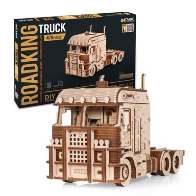 DIY Wooden 3D Mechanical Model - Set Road King - Spring-Powered Mechanism - No Glue Needed - Top-Grade Plywood (Road King)