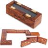 The Maryam Crafts Personalized Handmade Wooden Dominoes Set | Double Six Professional Size with Decorative Wooden Storage Box (Rosewood, Personalized) view 1