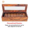 The Maryam Crafts Personalized Handmade Wooden Dominoes Set | Double Six Professional Size with Decorative Wooden Storage Box (Rosewood, Personalized) view 2