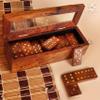 The Maryam Crafts Personalized Handmade Wooden Dominoes Set | Double Six Professional Size with Decorative Wooden Storage Box (Rosewood, Personalized) view 4