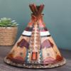 Ebros Gift Rustic Western Tribal Native Indian Teepee Hut with Charging Bison Motif Money Coin Savings Piggy Bank Decorative Figurine Accent view 3