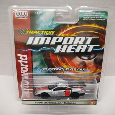 Auto World SC391-4A Import Heat 1995 Eclipse HO Scale Electric Slot Car - Silver