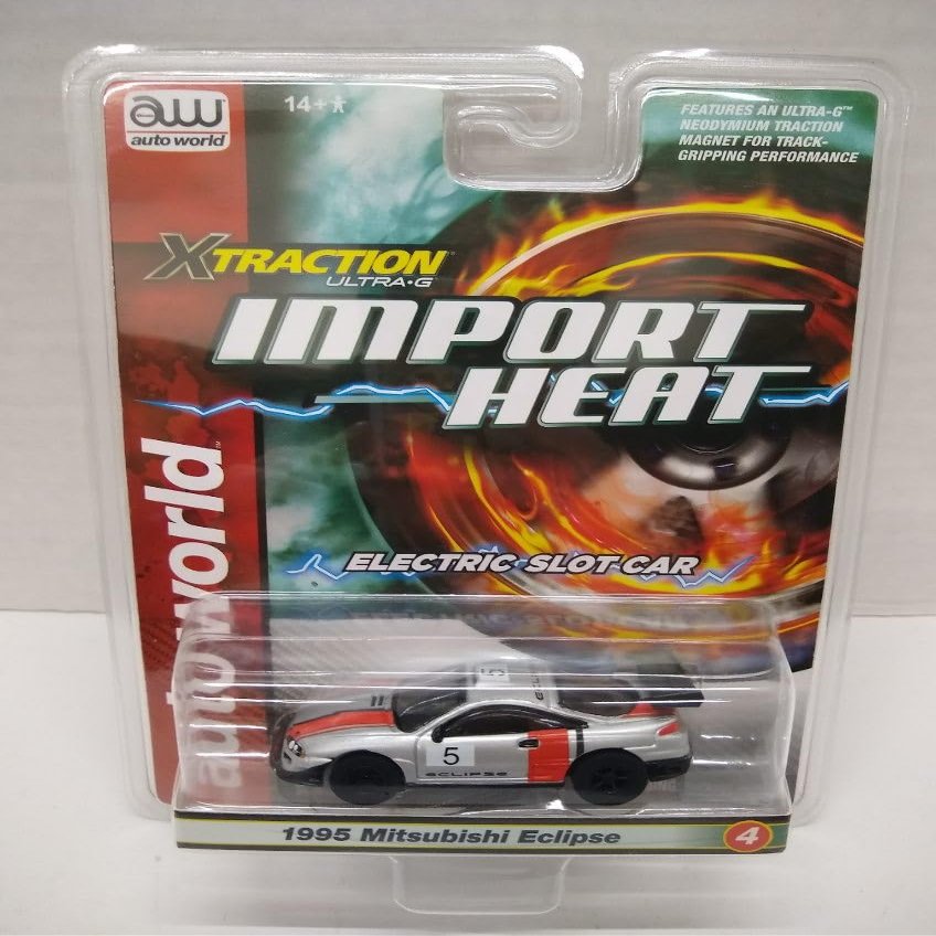Auto World SC391-4A Import Heat 1995 Eclipse HO Scale Electric Slot Car - Silver