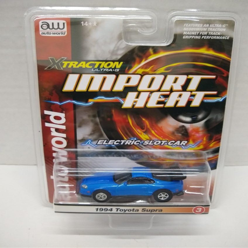 Auto World SC391-3B Import Heat 1994 Supra HO Scale Electric Slot Car - Blue with Black