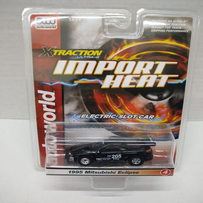 Auto World SC391-4B Import Heat 1995 Eclipse HO Scale Electric Slot Car - Black