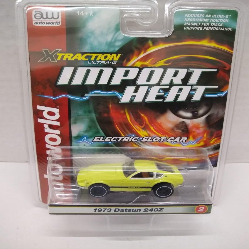 Auto World SC391-2A Import Heat 1973 Datsun 240Z HO Scale Electric Slot Car - Light Yellow