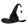 AYILUOBE Halloween Women Witch Hat Ruched Cone Wizard Cap Wide Brim Wicked Witch Hat for Cosplay Party Costume Accessory view 1