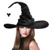 AYILUOBE Halloween Women Witch Hat Ruched Cone Wizard Cap Wide Brim Wicked Witch Hat for Cosplay Party Costume Accessory view 2