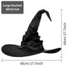 AYILUOBE Halloween Women Witch Hat Ruched Cone Wizard Cap Wide Brim Wicked Witch Hat for Cosplay Party Costume Accessory view 4